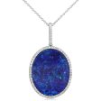 14K White Gold Australian Opal Doublet Diamond Pendant Online Sale