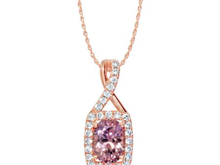 14K Rose Gold Lotus Garnet Diamond Pendant For Cheap