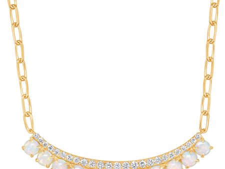 14K Yellow Gold Australian Opal Diamond Neckpiece Online Hot Sale