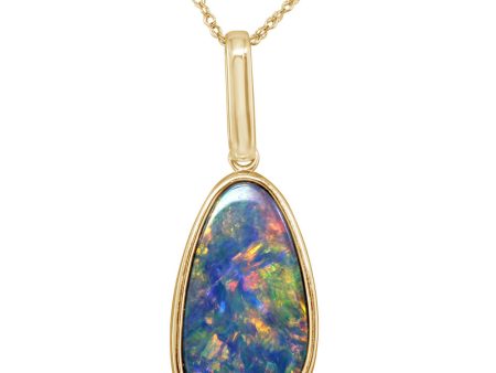 14K Yellow Gold Australian Opal Doublet Pendant Hot on Sale