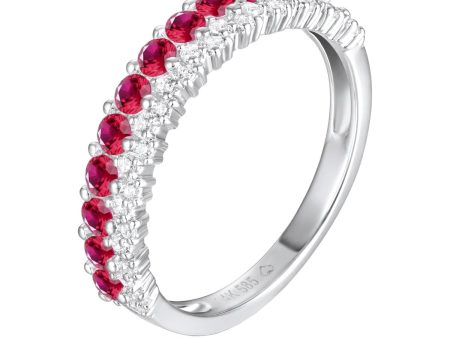 14k White Gold .84cttw Ruby & .19cttw Diamond Band on Sale