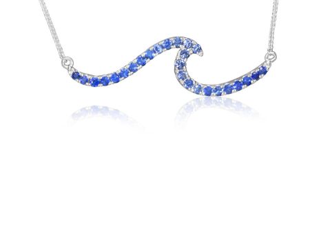 14K White Gold Graduated Blue Sapphire Neckpiece Discount