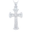 14k White Gold 1cttw Baguette & Round Diamond Cross Online now