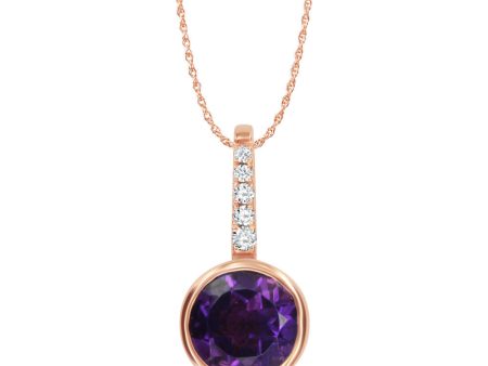 14K Yellow Gold Amethyst Diamond Pendant on Sale