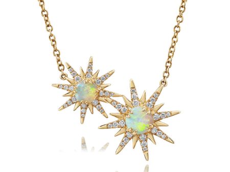 14K Yellow Gold Australian Opal Diamond Small Star Neckpiece Online Sale