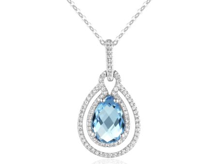 14k White Gold 1.93cttw Blue Topaz & .22cttw Diamond Necklace Online Hot Sale