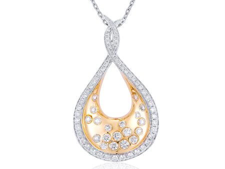 14k White & Yellow Gold .52cttw Diamond Freeform Pear Shape Pendant Online now