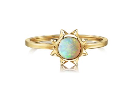 14K Yellow Gold Australian Opal Sun Ring Online Hot Sale