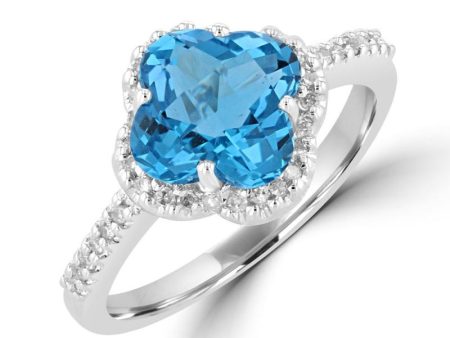 14k White Gold 2.11ct Blue Topaz & .17cttw Diamond Ring Online