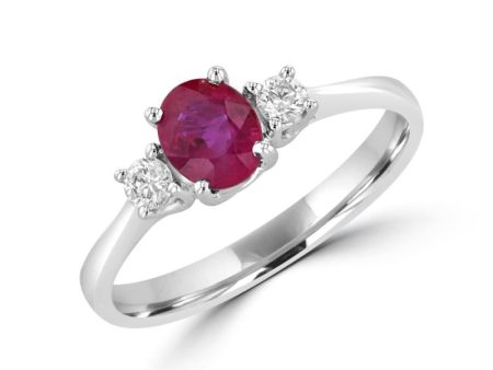 14k White Gold .73ct Ruby & .13cttw Diamond Ring Online now