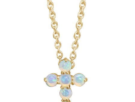 14K Yellow Gold Australian Opal Cross Neckpiece Cheap