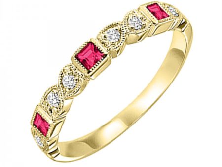 10k Yellow Gold .20cttw Ruby & .10 Diamond Band on Sale