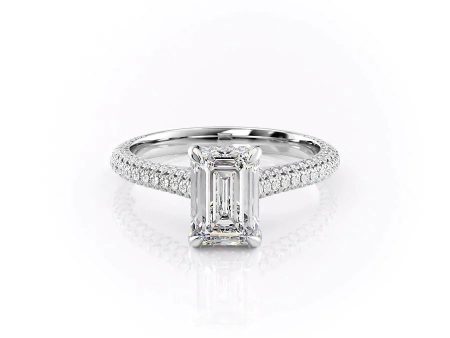 The Rachel Set With A 3.5 Carat Emerald Moissanite For Cheap